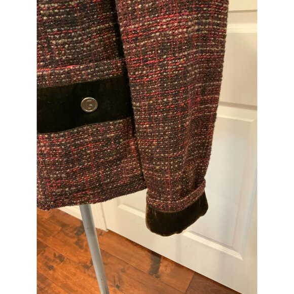 Dolce & Gabbana Red & Brown Alpaca Tweed Jacket w/ Fringe Trim Sz 8 (US) 42 (IT) - Picture 5 of 9